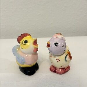 Ceramic 50s Vintage Birds Kitsch Anthropomorphic salt pepper shakers RARE